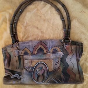 Anuschka Artistic Brown and Tan Shoulder Bag